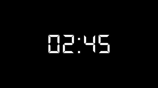 Countdown timer animation of 3 minutes on transparent background with alpha channels, 3 minutes countdown timer animation, countdown video.