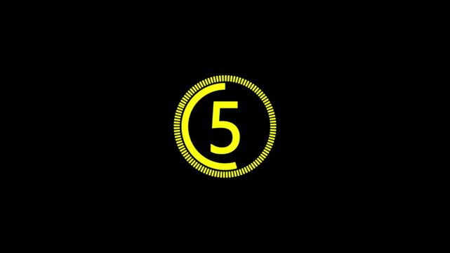 Simple countdown timer of 10 second on black background. 4K Video