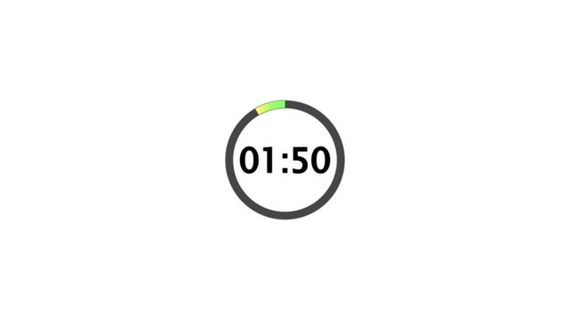 2 minutes circle countdown, two minute timer countdown animation, animation on two minutes round circle countdown on a transparent background.