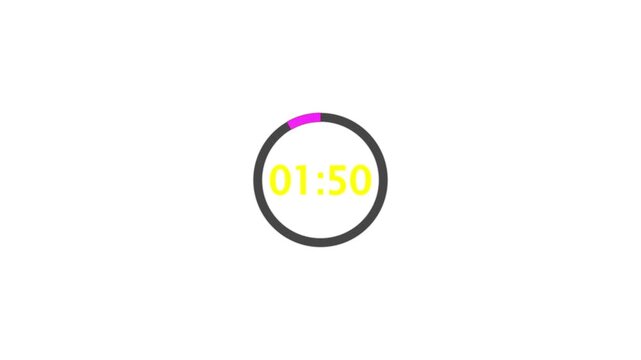 2 minutes circle countdown, two minute timer countdown animation, animation on two minutes round circle countdown on a transparent background.