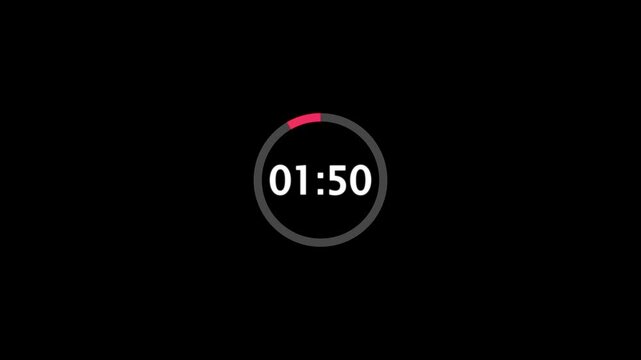 2 minutes circle countdown, two minute timer countdown animation, animation on two minutes round circle countdown on a transparent background.