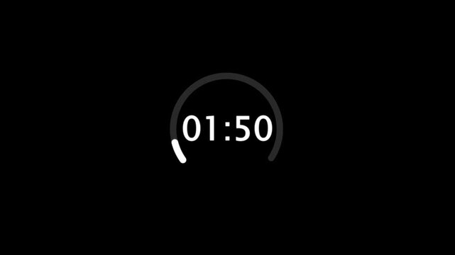 2 minutes circle countdown, two minute timer countdown animation, animation on two minutes round circle countdown on a transparent background.
