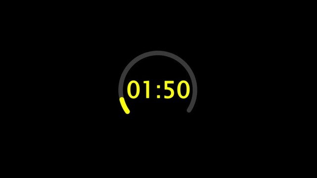 2 minutes circle countdown, two minute timer countdown animation, animation on two minutes round circle countdown on a transparent background.
