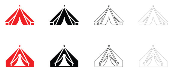 Camping tent icon vector, winter camping outdoor adventure icon symbol icon vector, silhouette and line art illustration © GraphicsHub