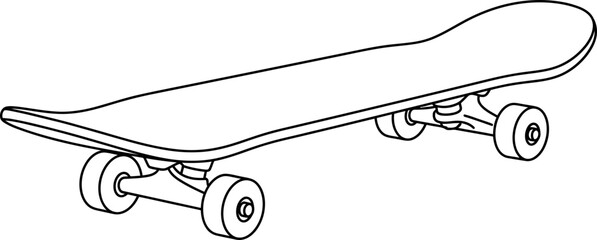 Skateboard Outline Drawing - Vector Graphic of a Sports Board © sartika