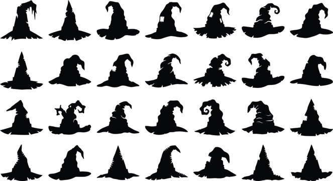 Oct 31 halloween witch hats collection vector graphics for seasonal designs