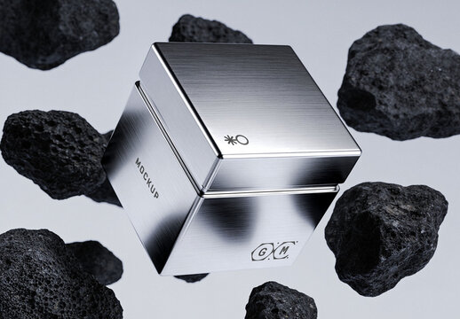 Square Metallic Box Mockup For Product And Branding Design