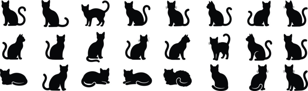 Halloween black cat silhouettes collection for oct 31 celebrations spooky designs