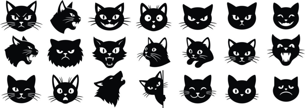Halloween black cat faces collection for oct 31 halloween decorations design