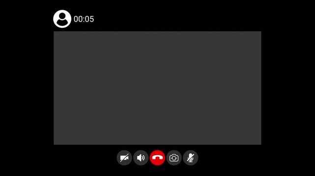 Video Call Overlay Background Effect, Video call screen display template on transparent background, video call chat conferencing animation , conference call recording time animation for Online meeting