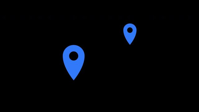 Dual map pointers route tracking delivery distance blue icon animation