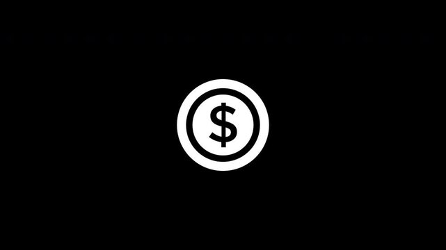 Finance dollar coin currency investment business white icon animation
