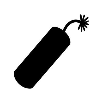 black silhouette drawing of a bomb with a fuse on a white background