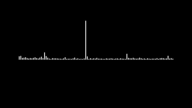 Sound wave audio spectrum black background. digital sound frequency spectrum, ultra hd 4k audio spectrum animation. lean white frequency waveform motion, sound visualizer spectrum effect.
