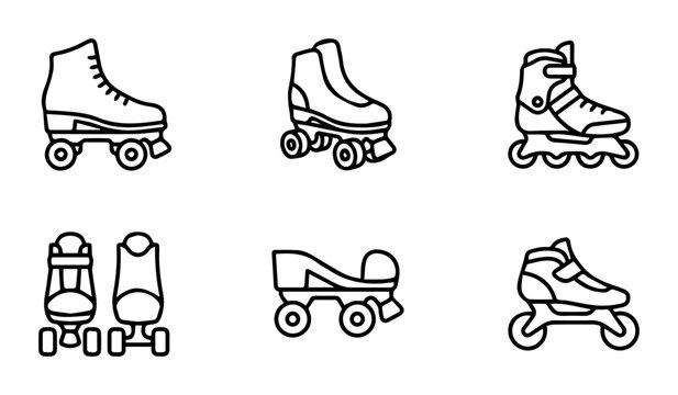 Roller Skate Icons: Inline & Quad Styles, Retro & Modern Footwear Vector Set