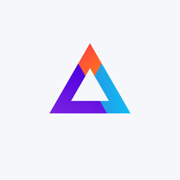 Colorful geometric logo featuring an impossible Penrose triangle design with purple orange and blue gradients
