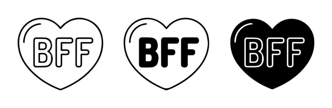 BFF Heart Icons: Best Friends Forever Symbols, Friendship Graphics, Love Badges
