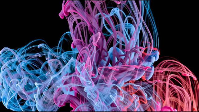 Blue and pink ink swirling in water, abstract colorful motion, abstract motion background for modern creative design