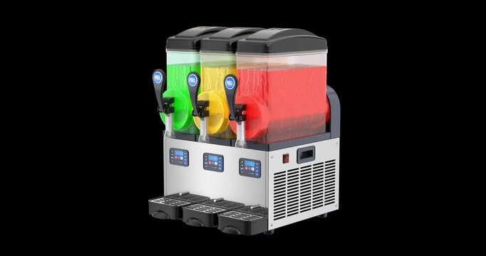 Slush machine with animated spiral mixer - 3D animation isolated on transparent background
