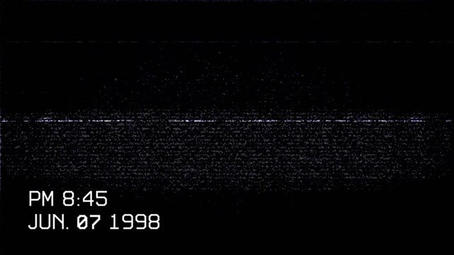 Retro VHS Static Noise Overlay with Timestamp Animation Loop