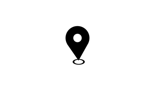 Black map marker icon on transparent background