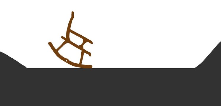 The rocking chair makes corresponding movements, swinging like a swing under the influence of an invisible force.