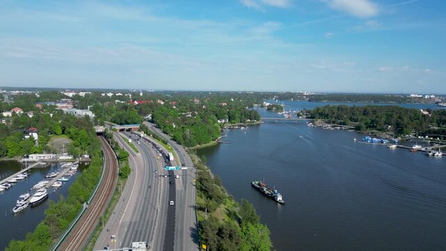 Drone Aerial View of Kalasatama, Helsinki, Finland