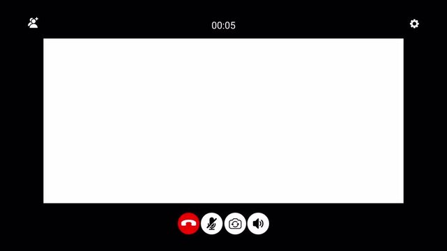 Video Call Overlay Background Effect, Video call screen display template on transparent background, video call chat conferencing animation , conference call recording time animation for Online meeting