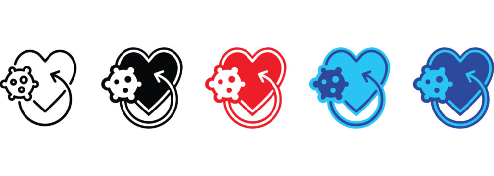 Heart Infections banner web icon line outline color vector illustration