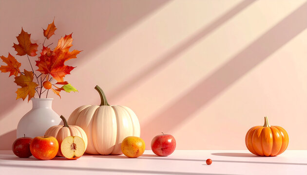 Minimal Autumn Pumpkin Still Life