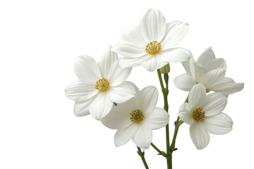 Obraz premium Bunch of white flowers blooming against a transparent background, symbolizing purity, growth, and natural beauty