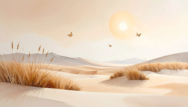 Minimal Desert Landscape with Soft Sunlight
