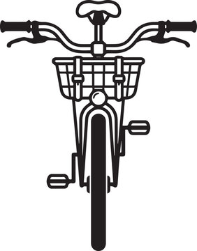 Bicycle with Basket Front View Vector Icon