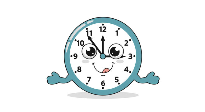 Happy Cartoon Clock Character Smiling