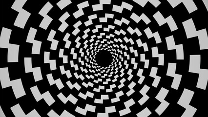 Naklejka premium Monochrome geometric spiral vortex rotating optical illusion illustration for creative web design