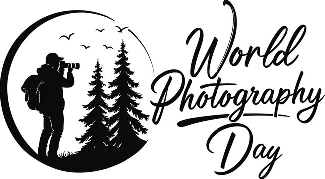 World Photography Day celebration with a photographer in nature  trees and birds
