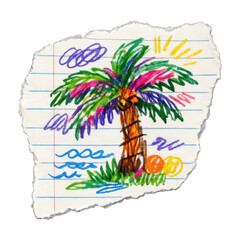 Obraz premium PNG Colorful crayon palm tree illustration.