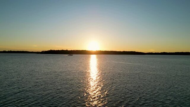 Aerial View of Hietsu Beach at Sunset, Helsinki, Finland