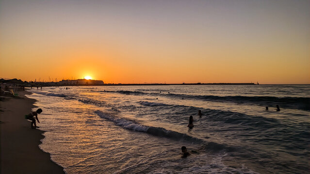 Sunset at Rethymno beach, Crete