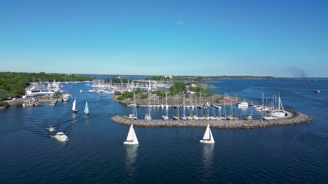 Aerial View of Boats at Kaivopuisto Harbor, Helsinki, Finland