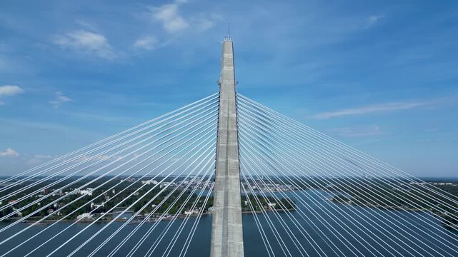 Aerial Drone View of Kruunuvuorensilta New Bridge and Helsinki Coastal Landscape, Finland