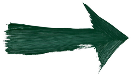 Dark green brush stroke arrow shape, isolated on transparent background © AnaMaria