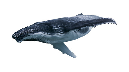 Majestic humpback whale with dark blue skin, isolated on transparent background © AnaMaria
