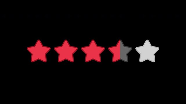 Ranking star icon red (3.5) with alpha channel.
