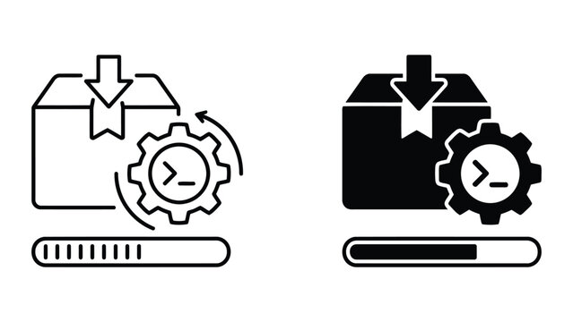 Package deployment and system update processing icon set with deployment