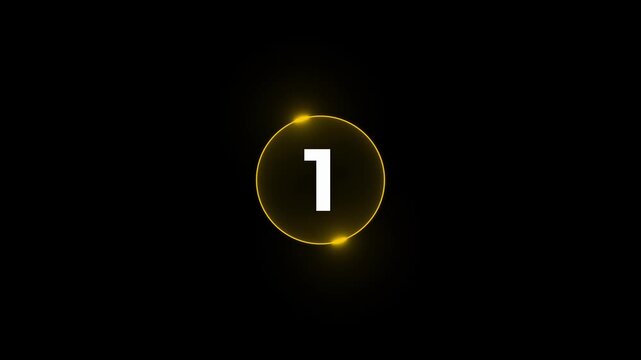 5 seconds countdown timer animation, 5-0 counting down seconds red color neon number digital coundown animated video.4k video
