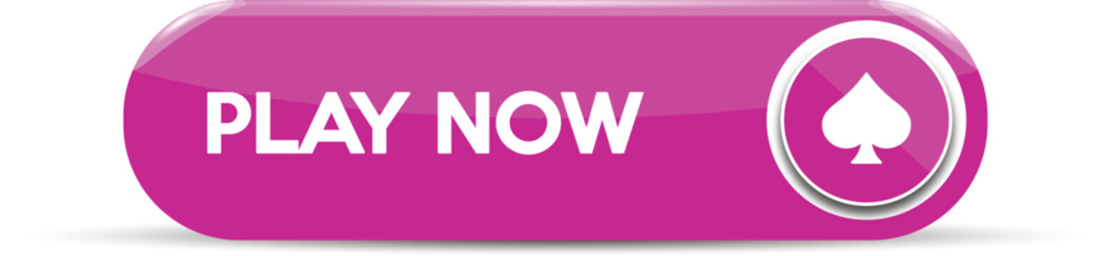 Pink glossy play now button isolated on transparent background. Perfect for online gaming websites and mobile app user.