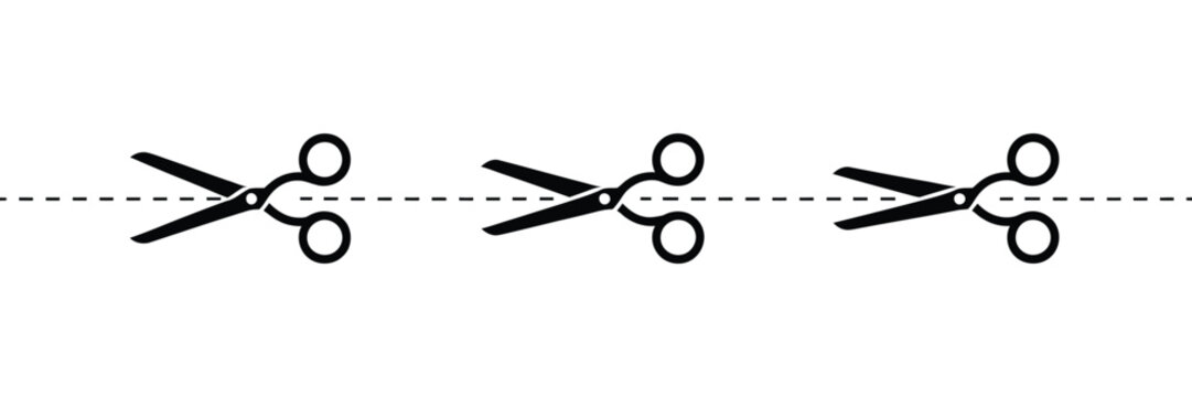 scissors cut line vector scissor icons on cutting guide