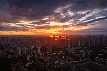 Fototapeta premium sunset over the city