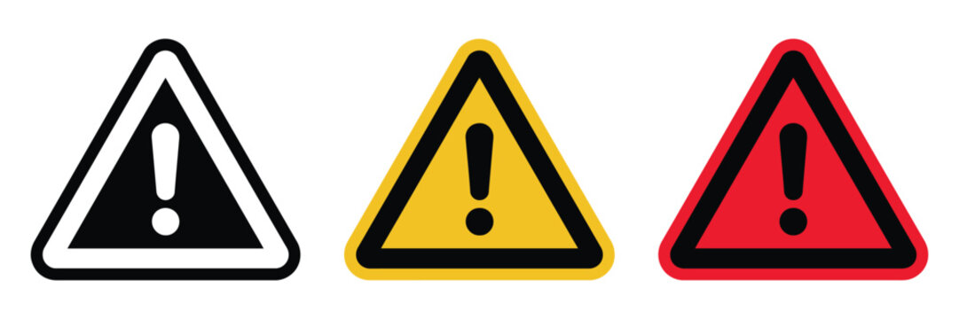 warning caution symbol set vector triangle exclamation mark